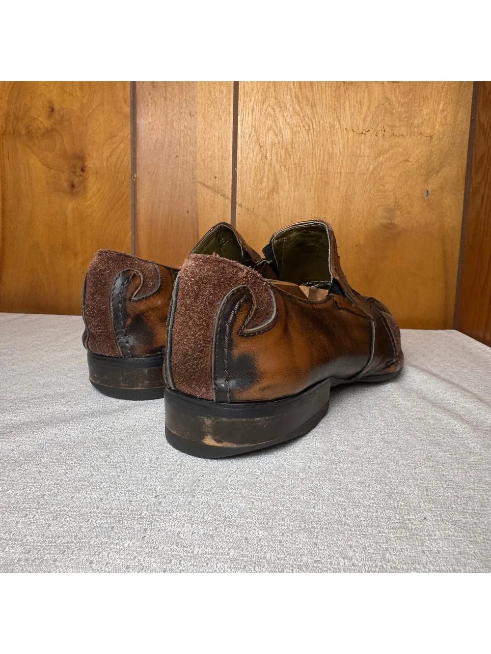 Robert Wayne Leather Suede Slip On Loafers Men Size 10 Western Boho Shoes